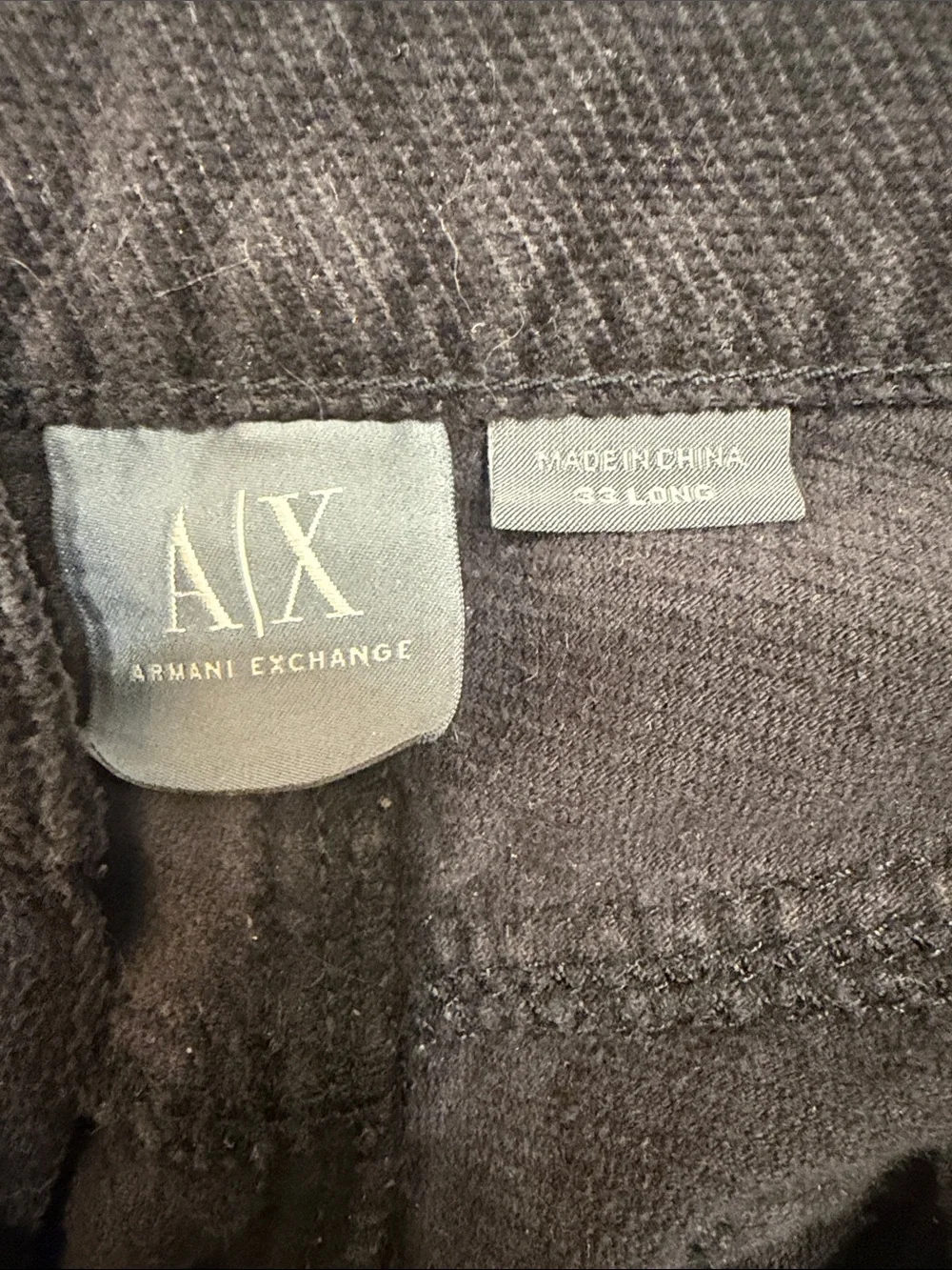 Armani Exchange Black Corduroy Straight-Leg Pants